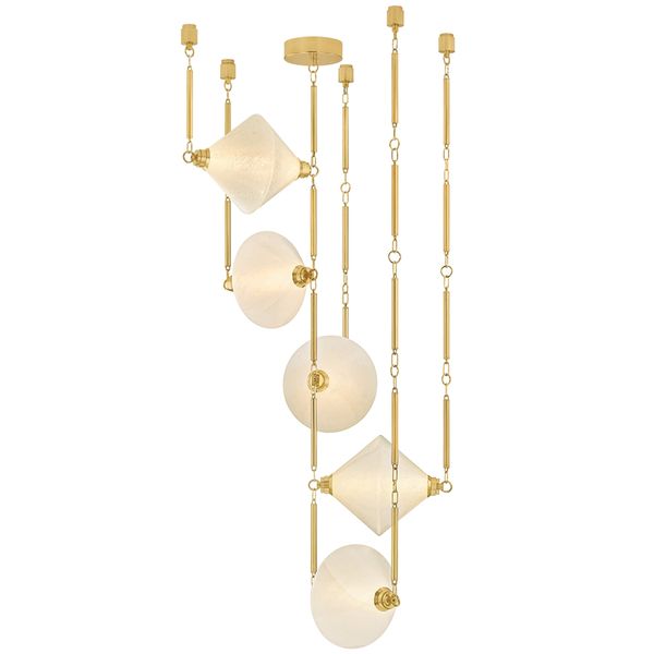 Lampa wiszaca o nowoczesnym konturze z dopracowana sylwetka w odcieniu bezu