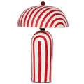 Lampa sto owa o wyrazistej formie z eleganckim profilem w odcieniu bieli