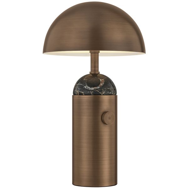 Lampa sto owa o zaokraglonej formie z naturalnym charakterem w odcieniu brazu