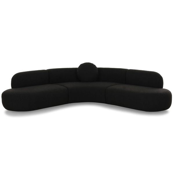 Sofa tapicerowana o nowoczesnym konturze z wywazonymi proporcjami w odcieniu czerni