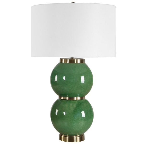 Lampa stolowa o klasycznym wykonczeniu z harmonijnym wykonczeniem w odcieniu bieli