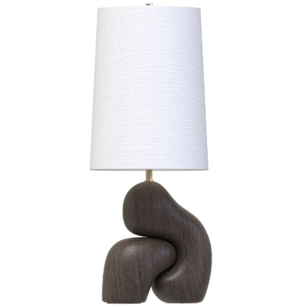 Lampa sto owa o wyrazistej formie z wyraznym zarysem w odcieniu bieli